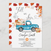 Invitation Tomber dans l'amour Blue Truck Citrouille Fête des (Devant / Derrière)