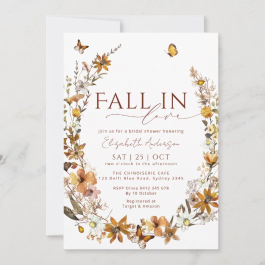 Invitation Tomber dans l'amour Boho Rustic Fleur sauvage Fête (Devant)