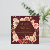 Invitation Tomber Dans L'Amour Bourgogne Cadre Fête des marié (Debout devant)