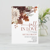 Invitation Tomber dans l'amour Brown Bourgogne Fête des marié (Debout devant)