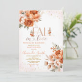 Invitation Tomber Dans L'Amour Brûlé Baby shower Floral Orang (Debout devant)