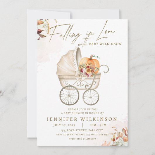 Invitation Tomber dans l'amour Chute Baby shower Citrouille p (Devant)