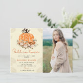 Invitation Tomber dans l'amour citrouille Automne Baby shower (Debout devant)