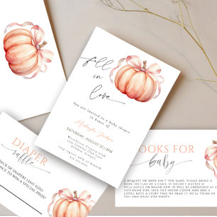 Invitation Tomber dans l'amour Citrouille Baby shower arc ros
