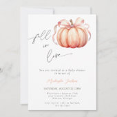 Invitation Tomber dans l'amour Citrouille Baby shower arc ros (Devant)