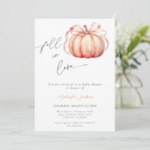Invitation Tomber dans l'amour Citrouille Baby shower arc ros (Debout devant)