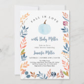 Invitation Tomber dans l'amour Citrouille bleu Baby shower fe (Devant)