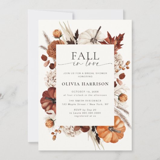 Invitation Tomber dans l'amour Citrouille neutre Fête des mar (Devant)