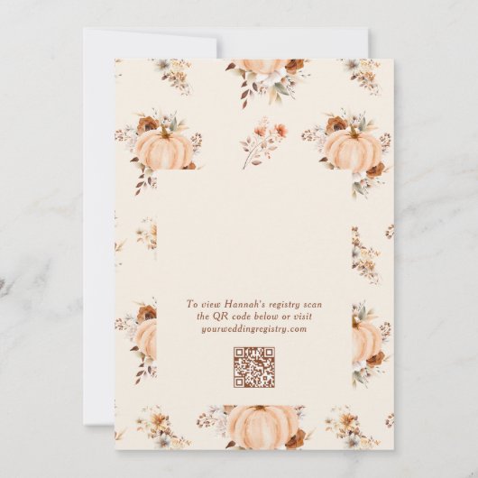 Invitation Tomber dans l'amour Citrouille QR Code Fête des ma (Dos)