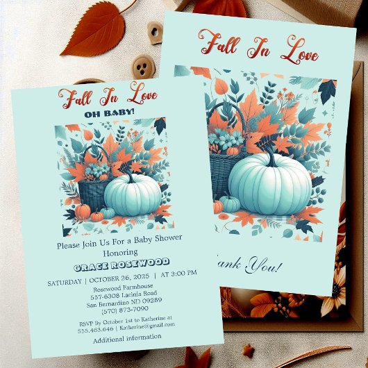 Invitation Tomber dans l'amour Citrouille Rustic Country Baby