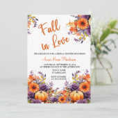 Invitation Tomber dans l'amour Fête des mariées Citrouille Fl (Debout devant)