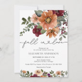 Invitation Tomber dans l'amour Fête des mariées florale (Devant)