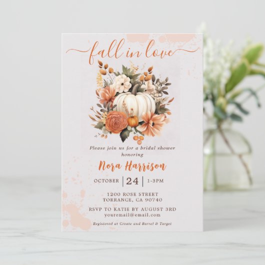 Invitation Tomber dans l'amour Fleur sauvage Fête des mariées (Debout devant)