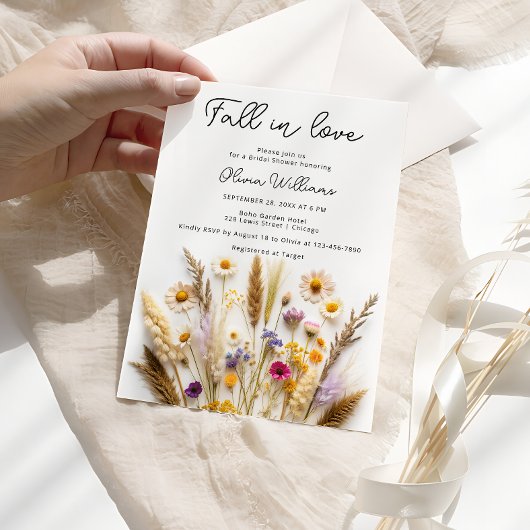 Invitation Tomber dans l'amour Fleur sauvage nuptiale Invitat