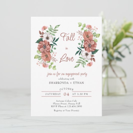 Invitation Tomber dans l'amour Fleurs d'automne (Debout devant)