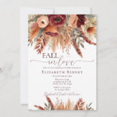 Invitation Tomber Dans L'Amour Fleurs Pampas Fête des mariées (Devant)