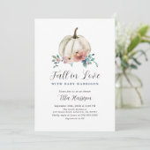 Invitation Tomber dans l'amour Floral Citrouille Baby shower (Debout devant)
