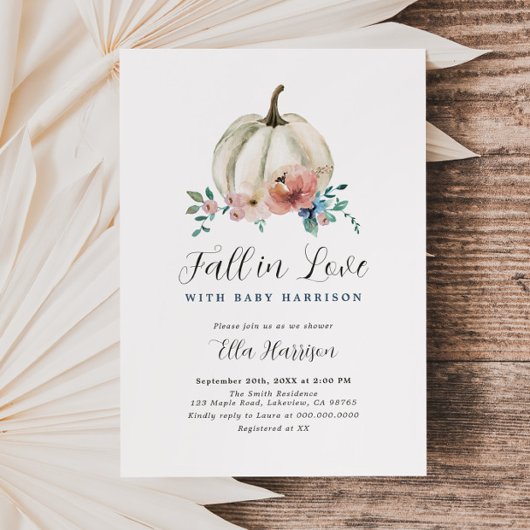 Invitation Tomber dans l'amour Floral Citrouille Baby shower