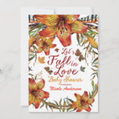 Invitation TOMBER DANS L'AMOUR Floral Orange Lilies Baby show (Devant)