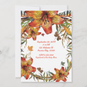 Invitation TOMBER DANS L'AMOUR Floral Orange Lilies Baby show (Dos)