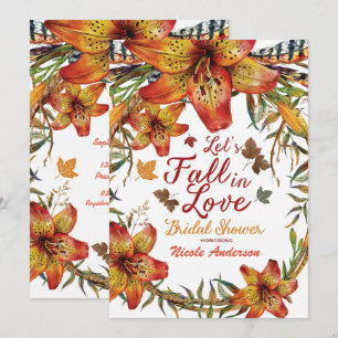 Invitation TOMBER DANS L'AMOUR Floral Orange Lilies Fête des 