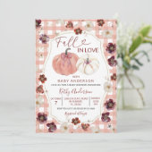 Invitation Tomber dans l'amour Floral rose Citrouille Baby sh (Debout devant)