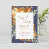 Invitation Tomber dans l'amour Mariage bleu rustique (Debout devant)