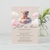 Invitation Tomber Dans L'Amour Mignonne Ours Sur Un Baby show (Debout devant)