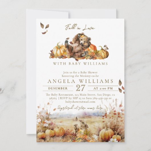 Invitation Tomber dans l'amour Ours Aventure Élégant Baby sho (Devant)