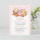 Invitation Tomber dans l'amour Ours rose dans le Baby shower  (Debout devant)