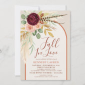 Invitation Tomber Dans L'Amour Pampas Floral Rust Arch Fête d (Devant)