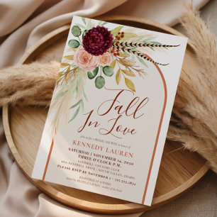 Invitation Tomber Dans L'Amour Pampas Floral Rust Arch Fête d