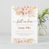 Invitation Tomber Dans L'Amour Pampas Grass Boho Fête des mar (Debout devant)