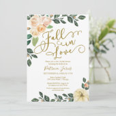 Invitation Tomber dans l'amour Pêcher Floral Citrouille Fête (Debout devant)