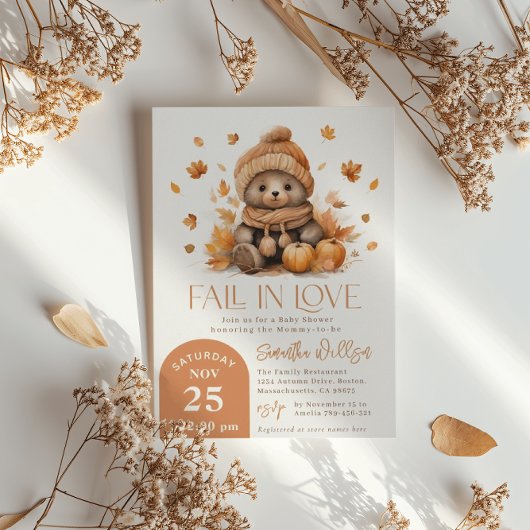 Invitation Tomber dans l'amour Petit Teddy Ours Citrouille Ba
