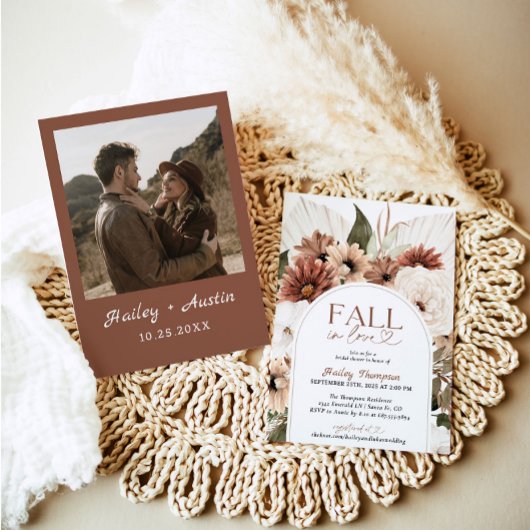 Invitation Tomber Dans L'Amour Rustique Boho Fête des mariées