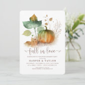 Invitation Tomber dans l'amour Rustique Citrouille engagement (Debout devant)