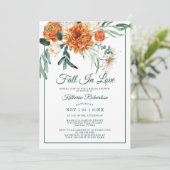 Invitation Tomber Dans L'Amour Rustique Floral Fête des marié (Debout devant)