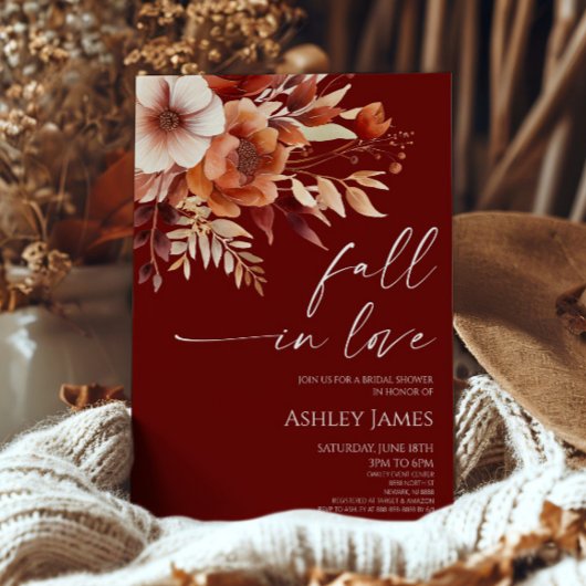 Invitation Tomber dans l'amour Rusty Bourgogne Fête des marié