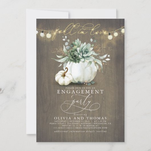 Invitation Tomber dans l'amour Succultes Citrouille Engagemen (Devant)