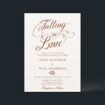 Invitation Tomber dans l'amour Swash Romantic Calligraphy Mar<br><div class="desc">Un boho romantique, élégant, simple, classe et moderne modèle pour les mois d'automne - septembre, octobre, novembre. Il présente une calligraphie de script moderne et élégante avec de grandes fleurs et le titre "tomber amoureux" et une branche simple de feuilles d'automne, bouleau de cuivre. Luxueux mais simple, classique mais chic,...</div>