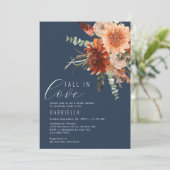 Invitation Tomber Dans L'Amour Terracotta Fête des mariées Fl (Debout devant)