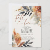 Invitation Tomber dans l'amour Terracotta Feuille Duo Fête de (Devant)