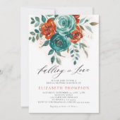 Invitation Tomber dans l'amour Turquoise Burnt Orange Fête de (Devant)