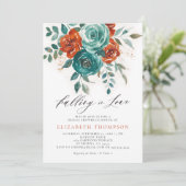 Invitation Tomber dans l'amour Turquoise Burnt Orange Fête de (Debout devant)