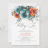 Invitation Tomber dans l'amour Turquoise Orange Mariage Fête (Devant)