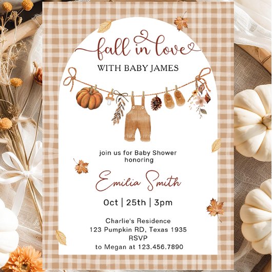 Invitation Tomber dans Love Boy Vêtements Baby shower