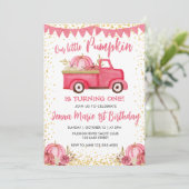 Invitation TOMBER PINK TRUCK CITROUILLE 1ER ANNIVERSAIRE Invi (Debout devant)