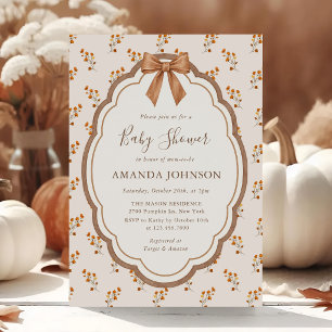 Invitation Tombez amoureux Baby Shower Floral Rustique