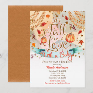 Invitation Tombez amoureux Bébé automne citrouille Shower